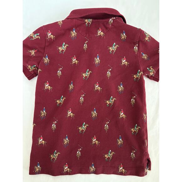 Little Boys POLO RALPH LAUREN Pullover Shirt-Burgundy with Pony/Rider Print-Sz 4 - Picture 6 of 7